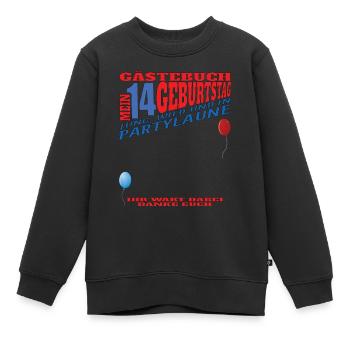 14th Birthday Girl & Boy Guestbook - Kids Premium Organic Sweatshirt - black - Front - AI Model Kid Female (0cm)