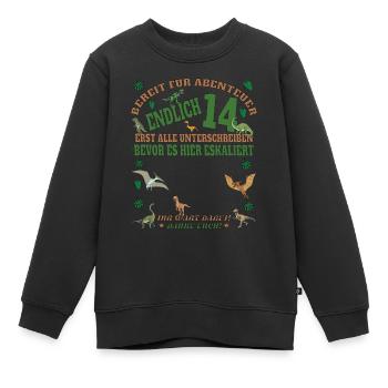 Livre d’or fille et garçon 14e anniversaire - Sweat Premium enfant bio - noir - Devant - AI Model Kid Female (0cm)