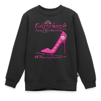 Livre d’or 15e anniversaire fille et garçon - Sweat Premium enfant bio - noir - Devant - AI Model Kid Female (0cm)