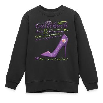Livre d’or 15e anniversaire fille et garçon - Sweat Premium enfant bio - noir - Devant - AI Model Kid Female (0cm)