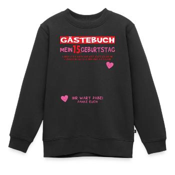 Livre d’or 15e anniversaire fille et garçon - Sweat Premium enfant bio - noir - Devant - AI Model Kid Female (0cm)