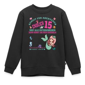 Livre d’or 15e anniversaire fille et garçon - Sweat Premium enfant bio - noir - Devant - AI Model Kid Female (0cm)