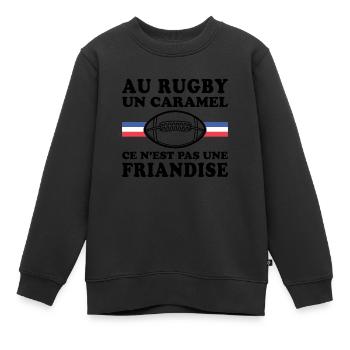 Im Rugby ist ein Karamell kein Genuss - Kinder Premium Organic Sweatshirt - Schwarz - Vorne - AI Model Kid Female (0cm)