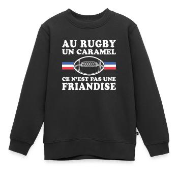 Im Rugby ist ein Karamell kein Genuss - Kinder Premium Organic Sweatshirt - Schwarz - Vorne - AI Model Kid Female (0cm)