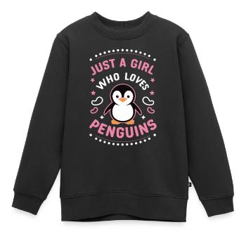 Pinguin Pinguine Tier - Kinder Premium Organic Sweatshirt - Schwarz - Vorne - AI Model Kid Female (0cm)