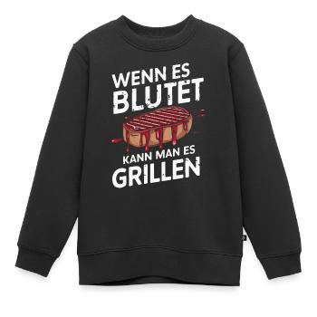 Grilling Grill BBQ Barbecue Grill Apron Grill - Sweat Premium enfant bio - noir - Devant - AI Model Kid Female (0cm)