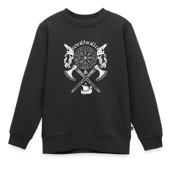 WALHALLA-VIKING SYMBOLE-WIKINGER RUNEN - Kinder Premium Organic Sweatshirt - Schwarz - Vorne - AI Model Kid Female (0cm)