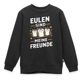 oiseau de nuit hibou hibou oiseau - Sweat Premium enfant bio - noir - Devant - AI Model Kid Female (0cm)