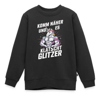 Einhorn Einhörner Fabelwesen Mystisch - Kinder Premium Organic Sweatshirt - Schwarz - Vorne - AI Model Kid Female (0cm)
