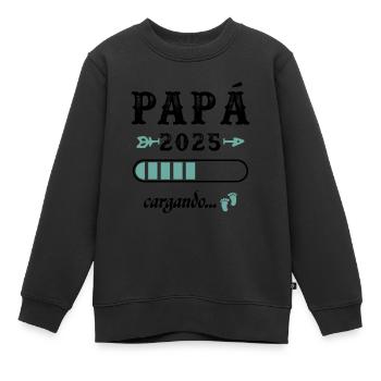 Papa 2025 Chargement Cadeau Futur Père - Sweat Premium enfant bio - noir - Devant - AI Model Kid Female (0cm)
