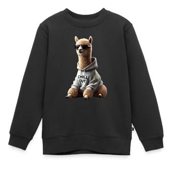 Drôle d’alpaga Chill Out Amoureux des animaux Chill - Sweat Premium enfant bio - noir - Devant - AI Model Kid Female (0cm)