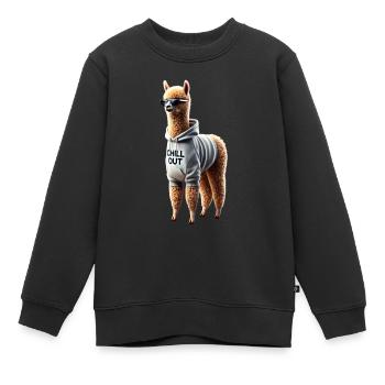 Drôle d’alpaga Chill Out Amoureux des animaux Chill - Sweat Premium enfant bio - noir - Devant - AI Model Kid Female (0cm)