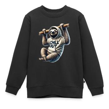 Lustiges Faultier Chill Out Tierliebhaber Chillen - Kinder Premium Organic Sweatshirt - Schwarz - Vorne - AI Model Kid Female (0cm)