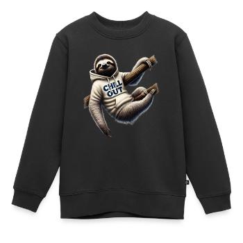 Lustiges Faultier Chill Out Tierliebhaber Chillen - Kinder Premium Organic Sweatshirt - Schwarz - Vorne - AI Model Kid Female (0cm)