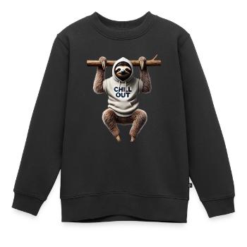 Lustiges Faultier Chill Out Tierliebhaber Chillen - Kinder Premium Organic Sweatshirt - Schwarz - Vorne - AI Model Kid Female (0cm)