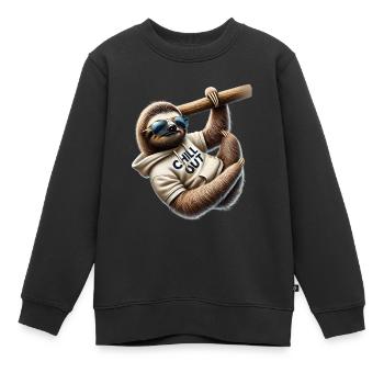 Lustiges Faultier Chill Out Tierliebhaber Chillen - Kinder Premium Organic Sweatshirt - Schwarz - Vorne - AI Model Kid Female (0cm)