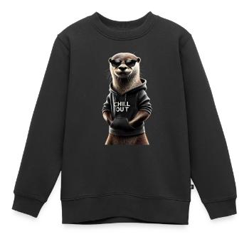 Drôle loutre Chill Out Amoureux des animaux Chill - Sweat Premium enfant bio - noir - Devant - AI Model Kid Female (0cm)