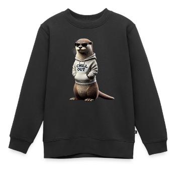 Drôle loutre Chill Out Amoureux des animaux Chill - Sweat Premium enfant bio - noir - Devant - AI Model Kid Female (0cm)