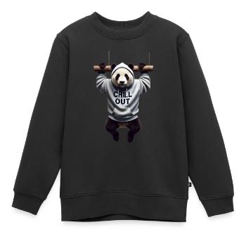 Drôle Panda Ours Chill Out Amoureux des animaux Chill - Sweat Premium enfant bio - noir - Devant - AI Model Kid Female (0cm)
