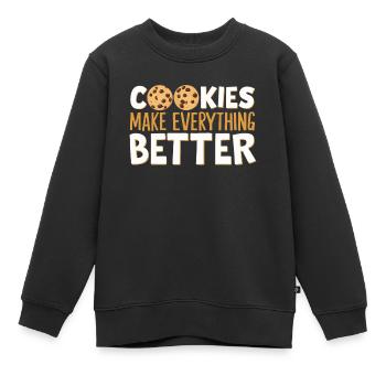 Cookies Cookie Keks Kekse Schokolade - Kinder Premium Organic Sweatshirt - Schwarz - Vorne - AI Model Kid Female (0cm)