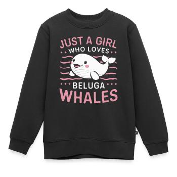 Béluga Océan Bélugas Baleines - Sweat Premium enfant bio - noir - Devant - AI Model Kid Female (0cm)