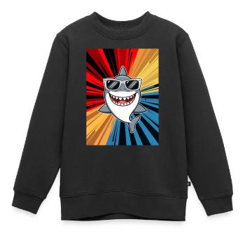 requin océan tigre requin animal poisson - Sweat Premium enfant bio - noir - Devant - AI Model Kid Female (0cm)
