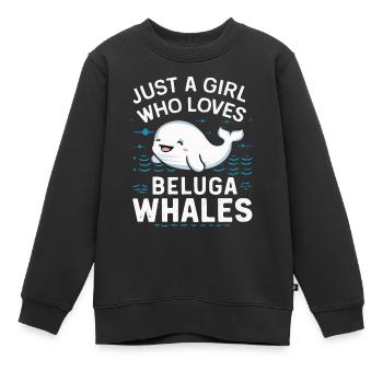 Béluga Océan Bélugas Baleines - Sweat Premium enfant bio - noir - Devant - AI Model Kid Female (0cm)