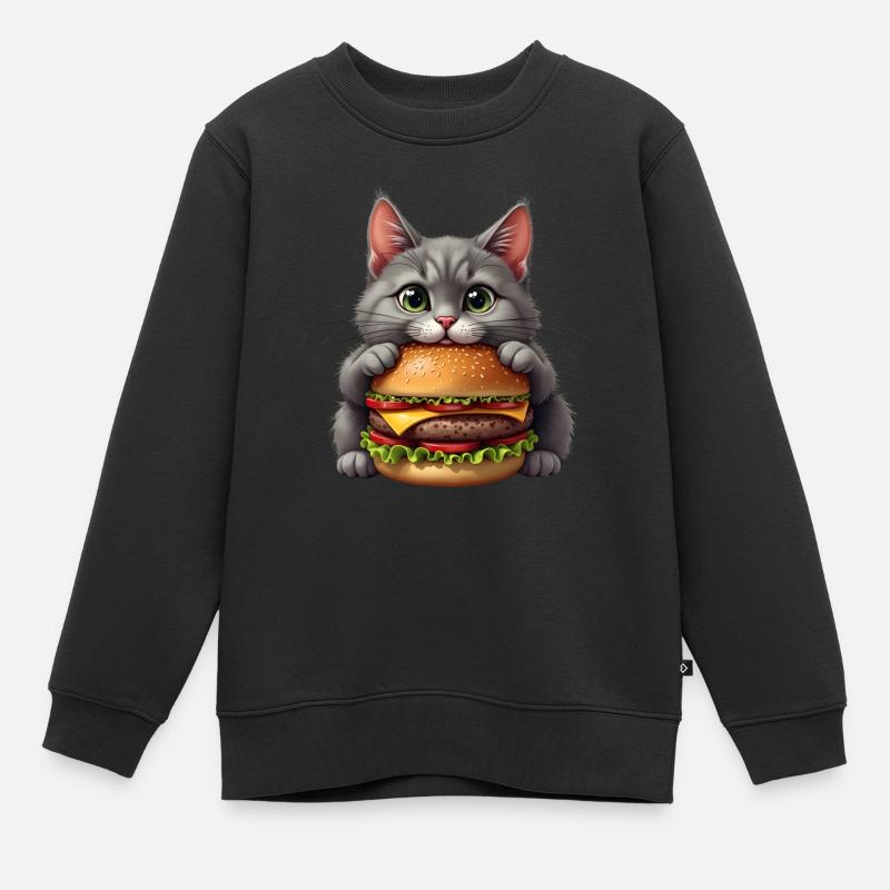 Katze Fast Food Burger Katzen Hamburger Cat Lover - Kinder Premium Organic Sweatshirt - Schwarz