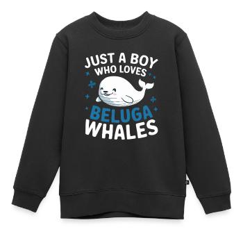 Béluga Océan Bélugas Baleines - Sweat Premium enfant bio - noir - Devant - AI Model Kid Female (0cm)