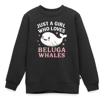 Béluga Océan Bélugas Baleines - Sweat Premium enfant bio - noir - Devant - AI Model Kid Female (0cm)