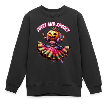 Princesse citrouille d’Halloween avec robe colorée - Sweat Premium enfant bio - noir - Devant - AI Model Kid Female (0cm)
