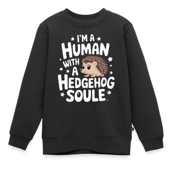 hérisson animal épineux hérisson - Sweat Premium enfant bio - noir - Devant - AI Model Kid Female (0cm)