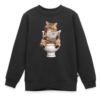 Lustiges Katzen Katzenbesitzer Klo Katze Haustier - Kinder Premium Organic Sweatshirt - Schwarz - Vorne - AI Model Kid Female (0cm)