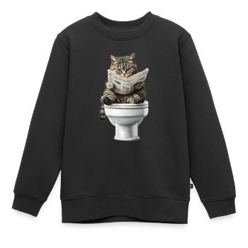 Lustiges Katzen Katzenbesitzer Klo Katze Haustier - Kinder Premium Organic Sweatshirt - Schwarz - Vorne - AI Model Kid Female (0cm)