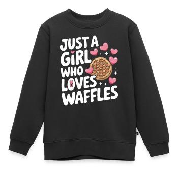 Waffles Breakfast Sweets - Kids Premium Organic Sweatshirt - black - Front - AI Model Kid Female (0cm)