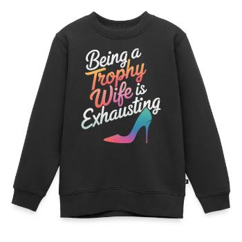 Frau Ehefrau Partnerin Familie Verheiratet - Kinder Premium Organic Sweatshirt - Schwarz - Vorne - AI Model Kid Female (0cm)