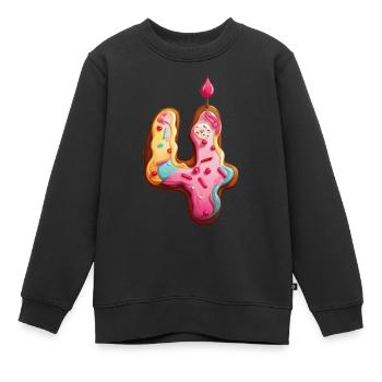 NUMMER 4 KUCHEN SWEET 4. GEBURTSTAG - Kinder Premium Organic Sweatshirt - Schwarz - Vorne - AI Model Kid Female (0cm)