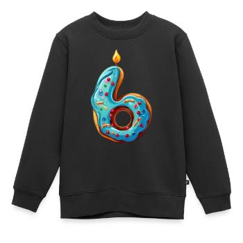 NUMMER 6 KUCHEN SWEET 6. GEBURTSTAG - Kinder Premium Organic Sweatshirt - Schwarz - Vorne - AI Model Kid Female (0cm)