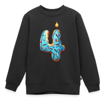 NUMMER 4 KUCHEN SWEET 4. GEBURTSTAG - Kinder Premium Organic Sweatshirt - Schwarz - Vorne - AI Model Kid Female (0cm)
