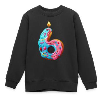 NUMMER 6 KUCHEN SWEET 6. GEBURTSTAG - Kinder Premium Organic Sweatshirt - Schwarz - Vorne - AI Model Kid Female (0cm)