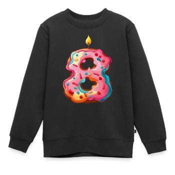 NUMMER 8 KUCHEN SWEET 8. GEBURTSTAG - Kinder Premium Organic Sweatshirt - Schwarz - Vorne - AI Model Kid Female (0cm)