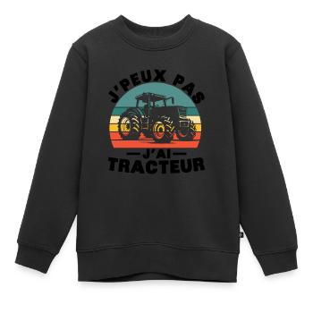 Ich kann nicht, ich habe ein Traktor-Humor-Geschenk - Kinder Premium Organic Sweatshirt - Schwarz - Vorne - AI Model Kid Female (0cm)