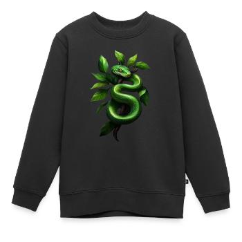 Grüner Baumpython Schlangen Liebhaber Terrarium - Kinder Premium Organic Sweatshirt - Schwarz - Vorne - AI Model Kid Female (0cm)