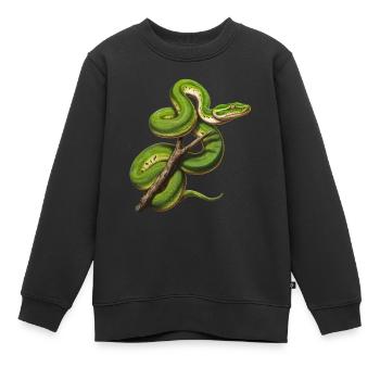 Grüner Baumpython Schlangen Liebhaber Terrarium - Kinder Premium Organic Sweatshirt - Schwarz - Vorne - AI Model Kid Female (0cm)
