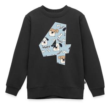 DOGS NUMBER 4 YEARS DOG 4TH BIRTHDAY - Kids Premium Organic Sweatshirt - black - Front - AI Model Kid Female (0cm)