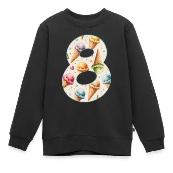 EISCREME NUMMER 8 JAHRE EIS 8. GEBURTSTAG - Kinder Premium Organic Sweatshirt - Schwarz - Vorne - AI Model Kid Female (0cm)
