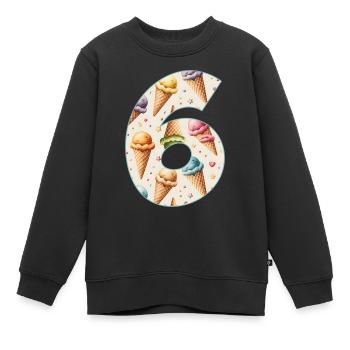 EISCREME NUMMER 6 JAHRE EIS 6. GEBURTSTAG - Kinder Premium Organic Sweatshirt - Schwarz - Vorne - AI Model Kid Female (0cm)