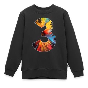NUMMER 3 JAHRE 3. GEBURTSTAG - Kinder Premium Organic Sweatshirt - Schwarz - Vorne - AI Model Kid Female (0cm)