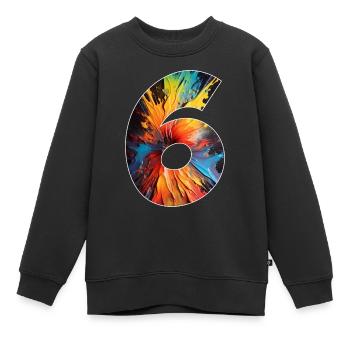 NUMMER 6 JAHRE 6. GEBURTSTAG - Kinder Premium Organic Sweatshirt - Schwarz - Vorne - AI Model Kid Female (0cm)