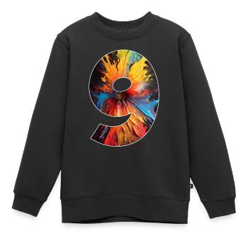 NUMMER 9 JAHRE 9. GEBURTSTAG - Kinder Premium Organic Sweatshirt - Schwarz - Vorne - AI Model Kid Female (0cm)